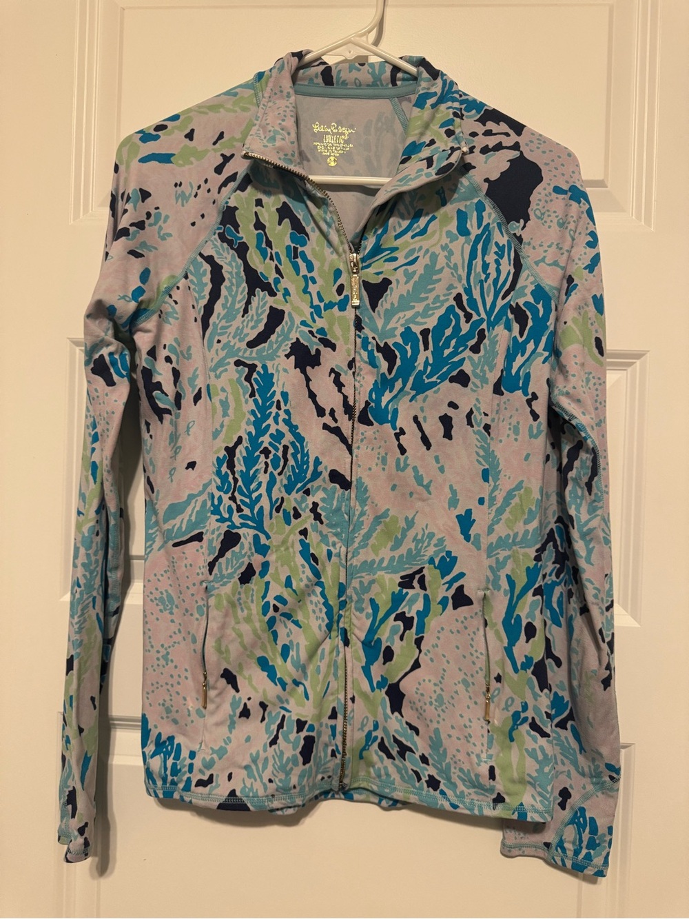 Lilly Pulitzer Serena Seaside Popover Full Zip Jacket Sweatshirt Size Medium